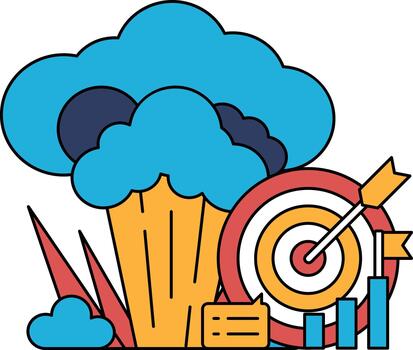 un negro y blanco dibujo de un nube con un grande verde brócoli en el medio vector