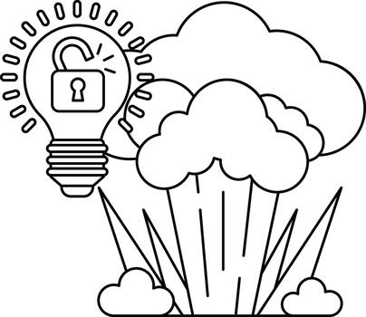 A light bulb is shown with a keyhole in it vector