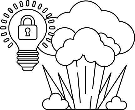 A light bulb is shown with a lock on it vector
