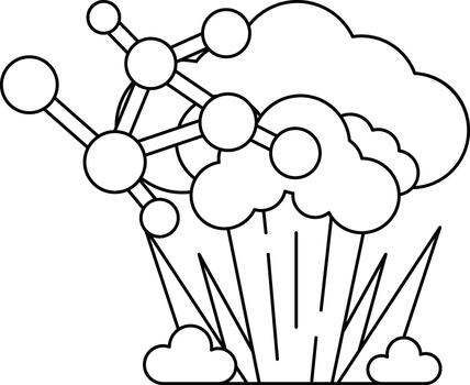 un negro y blanco dibujo de un nube con un manojo de círculos en eso vector