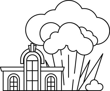 A house with a large cloud in the background vector