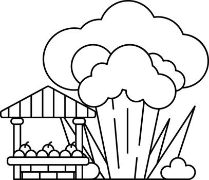 A farm scene with a large cloud in the background vector
