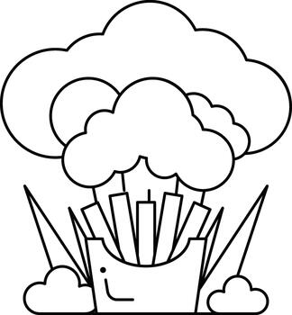 A cartoon of a cloud with a person in a box with a smile on his face vector