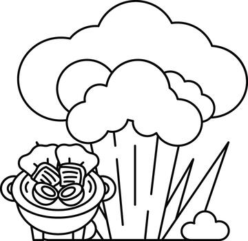 A picture of a cloud with a pot of food on top of it vector