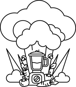 A cartoon of a blender with a cloud of smoke coming out of it vector