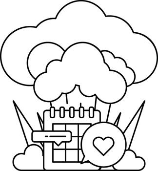 A calendar with a heart and a cloud on it vector