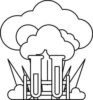 un negro y blanco dibujo de un nube con dos prueba tubos en eso vector