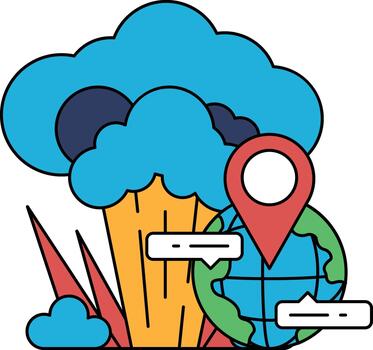 un negro y blanco dibujo de un nube con un brócoli y un globo vector