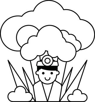 un hombre es vistiendo un sombrero y es en pie en frente de un grande nube vector