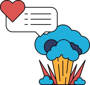 A black and white drawing of a cloud with a heart in the middle vector