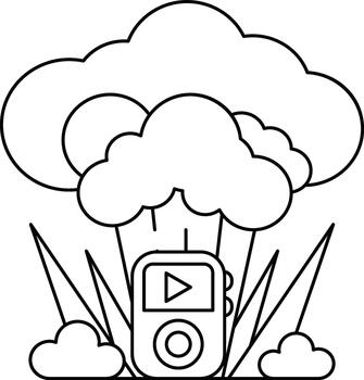 un blanco antecedentes con un nube y un pequeño dispositivo con un jugador vector