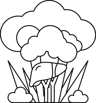 un árbol con un pájaro en eso vector