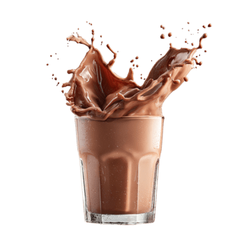 Chocolate milk splash exploding from a glass, creating dynamic liquid movement isolated on transparent background png