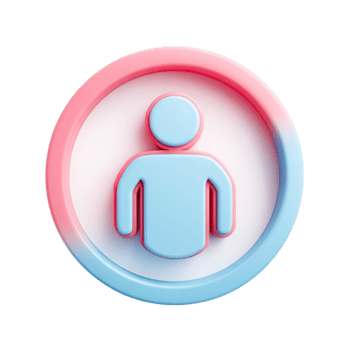 3d person ikon i en cirkel med en rosa och blå lutning Färg schema isolerat på transparent bakgrund png