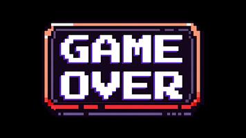 retro pixel konst spel över skärm med tekniskt fel effekt, arkad stil, gammal skola spel visa video