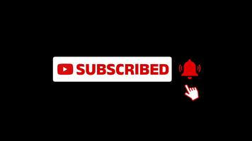 animerad prenumerera knapp och klocka ikon med markören klick på svart bakgrund video