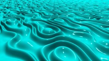 aqua plasma vågor glidning graciöst över metallisk reflekterande bakgrund med elegant strömma och exklusiv slät sömlös slinga animering video