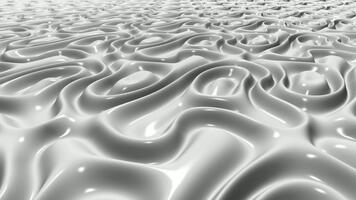 branco plasma ondas comovente suavemente sobre metálico reflexivo fundo com elegante fluxo padrões e exclusivo contínuo desatado ciclo animação video