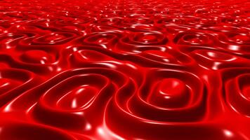 Red Plasma Waves Glowing Softly Across Reflective Metallic Background with Elegant Flowing Motion and Exclusive Continuous Loop Animation video
