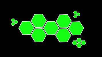Blank hexagon shape for technology animation and abstract data network concept. Green and white abstract design of hexagons for digital security and blockchain video