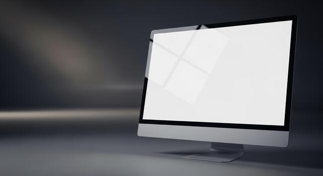 Sleek modern desktop computer with blank screen in minimalist setting photo