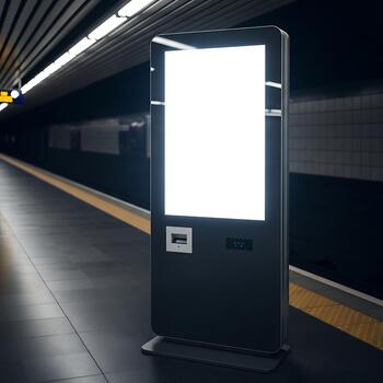 Customizable Vertical Ad Mockup Dark Metro Setting photo