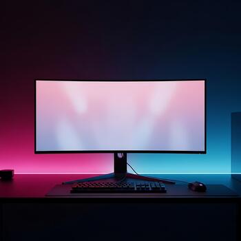 Customizable Curved Display Mockup for Streaming Interface photo