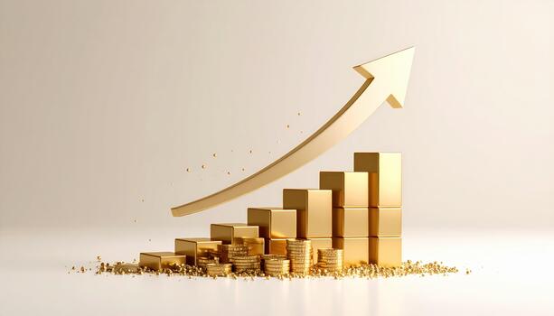 Golden bars and an upward arrow photo