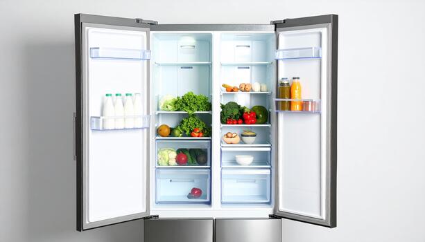 An open refrigerator with food inside photo