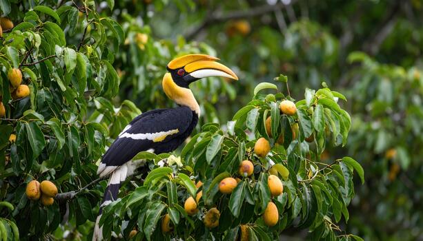 Hornbill bird in the tree photo