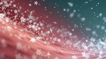 astratto Natale sfondo con raggiante i fiocchi di neve e musicale Appunti dissolvenza a partire dal verde per rosso, minimalista disegno, liscio curvo neon linee, calma festivo vibrazione, video