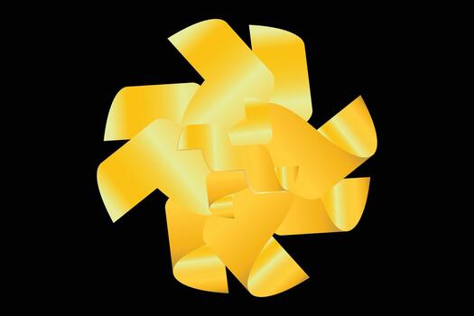 Abstract yellow geometric shape with sharp edges on black background vector