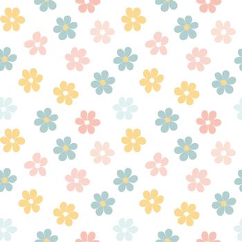 Seamless Blossom Pattern with Soft Color Tones vector