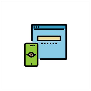 en línea seguridad web navegador y móvil teléfono con ojo icono, datos proteccion vector