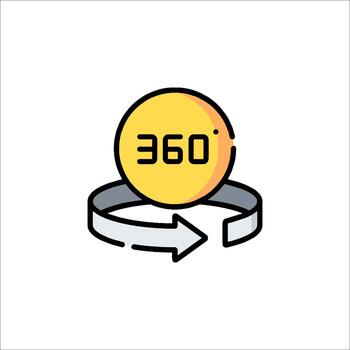 360 Degree View Icon Virtual Reality Rotation Symbol, arrow vector