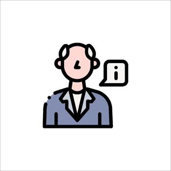 Information Icon Person with Info Speech Bubble Support, query vector