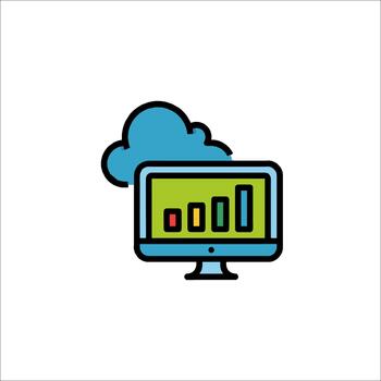 nube informática datos análisis en computadora pantalla icono, tecnología vector