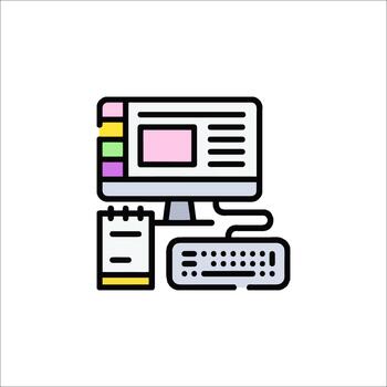 Computer Icon Desktop Keyboard Notepad - Workstation Setup, design vector