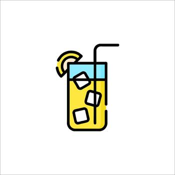 Lemonade Icon Refreshing Drink with Ice and Lemon Slice vector
