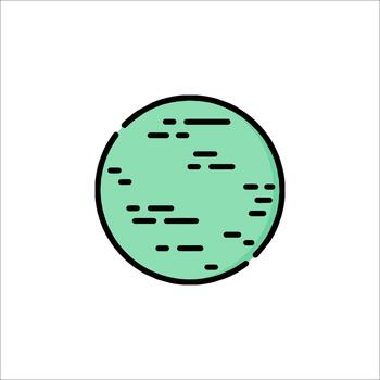 Planet Icon Green Circle Space Object Flat Design vector