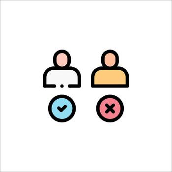 Approval vs Rejection Icon Accept Reject User Choice, cross vector