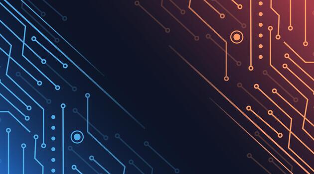 azul y rojo degradado digital circuito antecedentes con futurista tecnología y electrónico modelo diseño vector