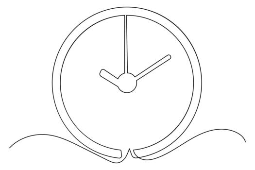 Clock icon continuous line drawing minimalist style isolate outline vector
