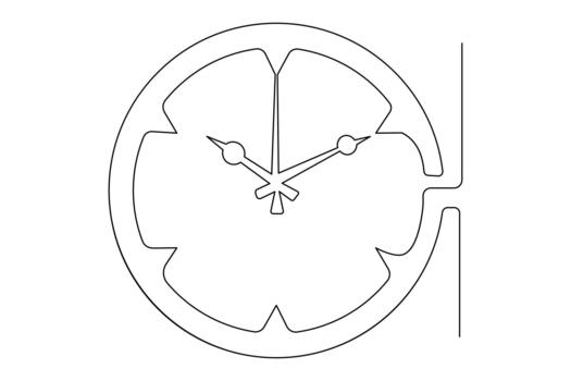Minimalist clock continuous line drawing icon symbol isolate design element vector