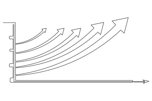 Business growth bar chart continuous one line drawing simple outline vector