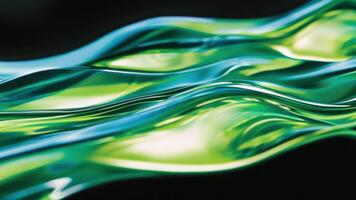 abstrakt vågor av grön och blå flytande strömmande mjukt i en vätska rörelse skapande en drömmande och lugn bakgrund video