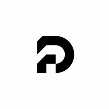 Futuristic interlocking DF or FD emblem with sharp angles and rounded edges. Symbolizes connection. Great for security or investment. vector