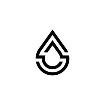 Modern, elegant S monogram formed by continuous lines within a sleek water drop shape. Ideal for wellness or eco-tech. vector