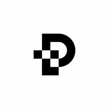A modern, geometric logo forming the letters T and P using bold, rounded block shapes and negative space. Ideal for FinTech or architecture. vector