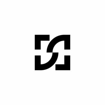 A modern, geometric logo forming the letter S within a symmetrical cross shape. Futuristic and dynamic. Ideal for gaming or streaming tech. vector